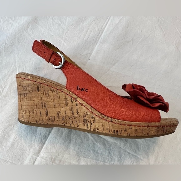 Women’s b.o.c. Cork Wedges, Coral Leather Size 9 - Picture 12 of 16